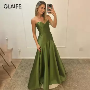Olaife ТРАПЕЦИЕВИДНОЕ женское атласное платье без рукавов
