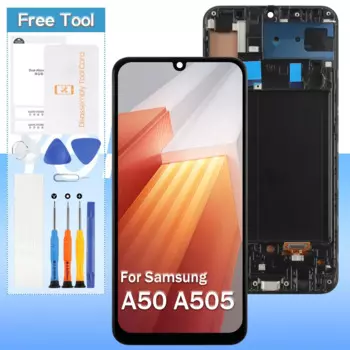 OLED-дисплей для Samsung Galaxy A50 SM-A505uSM-A505a, сменный ЖК-дисплей с рамкой, сенсорная цифровая сборка (поддерживает отпечатки пальцев)