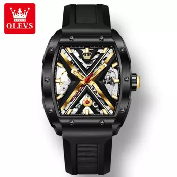OLEVS 6662 Механические спортивные часы Подарочные наручные часы с силиконовым ремешком и циферблатом