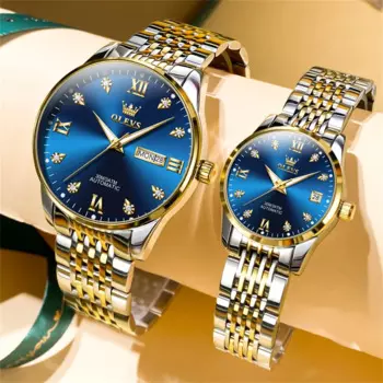 OLEVS часы для пар, мужские и женские модные роскошные автоматические механические наручные часы, женские часы, водонепроницаемые светящиеся дата