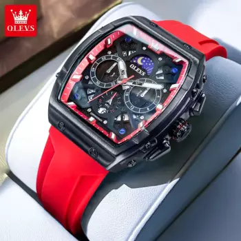 OLEVS мужские часы Tonneau модные стильные часы кварцевые часы для мужчин многофункциональные наручные часы с хронографом светящиеся 2942