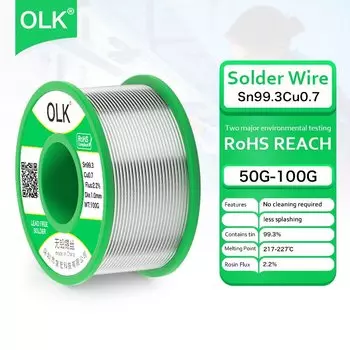 OLK бессвинцовый припой Sn99.3 Cu0.7 50г/100г