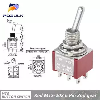 ON-OFF-ON ON-ON 3/6/9/12PIN 2/3 Position Mini Latching Toggle Switch AC 125V/6A 250V/3A MTS-102 MTS-103 MTS-202 MTS-203