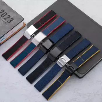 ONECMN 22 мм нейлоновая ткань + Мягкий силиконовый резиновый ремешок для наручных часов ремешок для NAVITIMER WORLD Avenger/Navitime