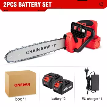 ONEVAN 16 дюймов 7980 Вт Бесщеточная электрическая бензопила Беспроводная обрезка Деревообработка Садовый режущий электроинструмент для батареи 21 В 18 В