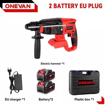 ONEVAN Бесщеточная ударная дрель 2000 Вт красная аккумуляторная для Makita 18 В