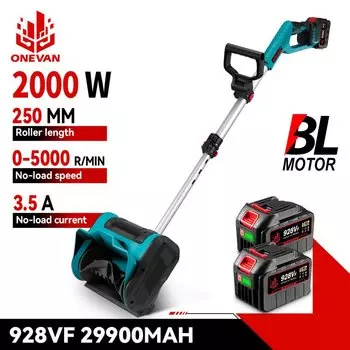 ONEVAN 2000 Вт Бесщеточный электрический снегоочиститель 250 мм Беспроводная подметальная машина для снега Лопата для снега Чистый уличный двор для батареи 21 В 18 В