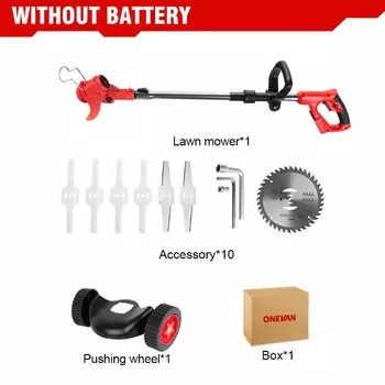 ONEVAN 2500 Вт 20000 об/мин электрическая газонокосилка беспроводной триммер для травы складные регулируемые садовые электроинструменты для батареи 21 В 18 В
