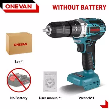 ONEVAN 25 + 3 крутящего момента Бесщеточная электрическая дрель 450 Нм Аккумуляторная электрическая отвертка Ударная дрель Электроинструменты для батареи 21 В 18 В