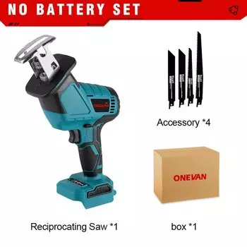 ONEVAN Бесщеточная сабельная пила аккумуляторная синяя для Makita 18В