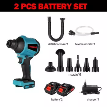 ONEVAN 6IN1 Беспроводной воздуходувка 4000 об/мин Перезаряжаемый 6 сопел Мини-вентилятор Пылесос Инфлятор Вакуум для батареи 21 В 18 В