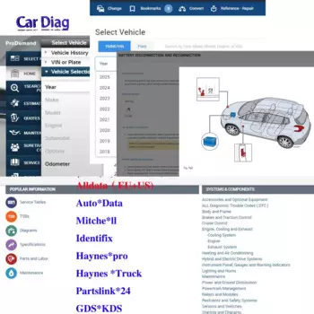 Онлайн-аккаунт Alldata 2025, программное обеспечение для ремонта автомобилей для автоматических данных, полный пакет, Autodata Haynespro Mitchell Identifix Partslink