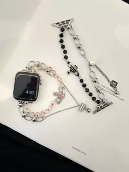Опаловый ремешок из нержавеющей стали для Apple Watch Band Ultra 49 мм 44 мм 40 мм 45 мм 41 мм 38 42 мм, расширяемый ремешок-цепочка серии IWatch