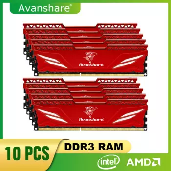 Оперативная память Avanshare DDR3 4 ГБ 8 ГБ 1600 МГц 1333 МГц PC3-10600 12800 DIMM для настольного компьютера Intel и AMD с радиатором КРАСНЫЙ