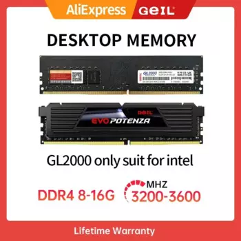 Оперативная память для настольного компьютера, GL2000 DDR4 2666 МГц 3200 МГц 3600 МГц, запоминающее устройство с радиатором охлаждения CL18 8 Гб 16 Гб 1,35 в, только для ПК Intel