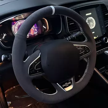 Оплетка чехол рулевого колеса автомобиля противоскользящая замша для Renault Megane 4 Grand Scenic, Kadjar, Koleos, Talisman Espace QM6, аксессуары
