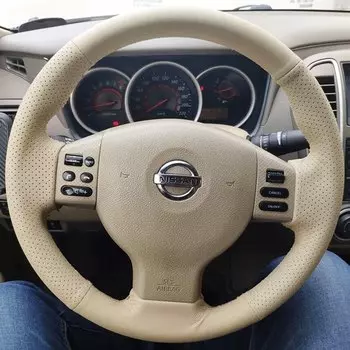 Оплетка на руль автомобиля 100%, подходит для Nissan Tiida 2004-2010 Sylphy 2006-2011 Versa Note 2007-2011, автомобильные аксессуары