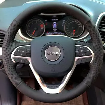 Оплетка на руль автомобиля из натуральной кожи 100%, подходит для Grand Cherokee 2014 2016 2017 2018 2019 2020 Jeep Cherokee