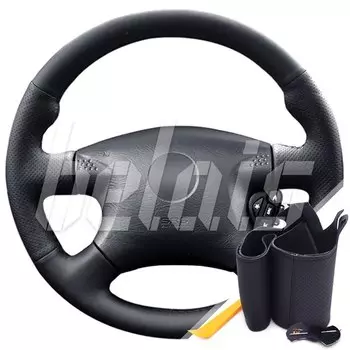 Оплетка на руль из «Premium» экокожи Nissan X-Trail (T30) 2001-2003 г.в. (черная) #20707