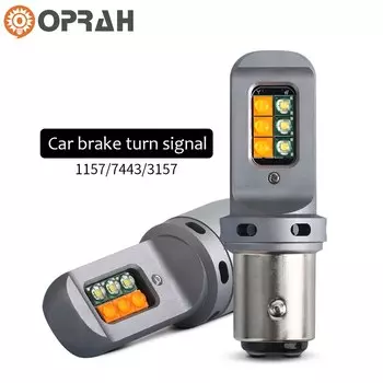 Oprah 2x 1157 BAY15D P21/5W T20 7443 W21W T25 3157 P27/7W Светодиодная лампа Canbus 12SMD Автомобильный указатель поворота Задний стоп-сигнал Белый Янтарный