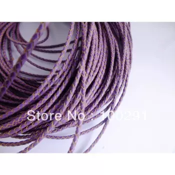 Оптовая продажа 100 м/лот фиолетовый Плетеный кожаный шнур 3 мм Ювелирные изделия ожерелье браслет аксессуары