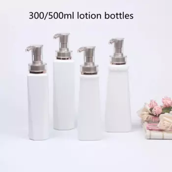 Оптовая продажа 300ml400ml 500 мл Квадратная бутылка для лосьона с серебряным краем крышка гель для душа шампунь пустые бутылки контейнера