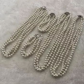 Оптовая продажа, 8 комплектов, круглые белые бриллианты 6 мм, ожерелье и браслет #23503-2