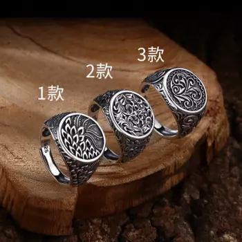 Оптовая продажа, кольцо из стерлингового серебра 925 пробы, кольцо Seiko Tang с рисунком травы, Открытое кольцо из тайского серебра, украшение