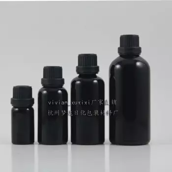Оптовая продажа, стеклянная бутылка с пипеткой черного цвета 10 мл с большой пластиковой крышкой, контейнер с пипеткой, бутылка для эфирного масла 10 мл