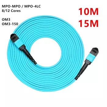Оптоволоконный перемычка 40G, мультимодовый флуоресцентный 3, флуоресцентный дуплекс, LSZH, Женский-Женский, 8/12 ядро, 10 метров/15 метров