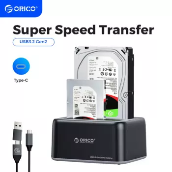 ORICO SATA to Type-C док-станция для жесткого диска 3,5/2,5 "10 Гбит/с Супер Скоростной жесткий диск чехол с адаптером 12V3A для ПК компьютера жесткий диск