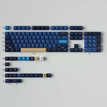 Оригинальная Адаптированная механическая клавиатура Keycap Blue 130 Keys PBT Sublimation Cherry