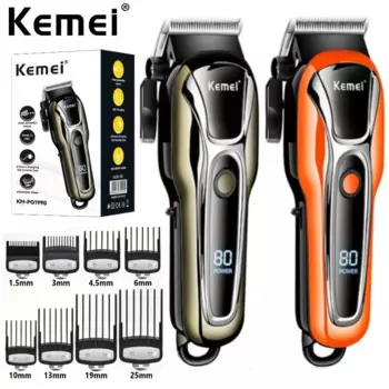 Оригинальная Беспроводная профессиональная машинка для стрижки волос Kemei для мужчин, триммер для бороды, перезаряжаемый литиевый высокоскоростной двигатель