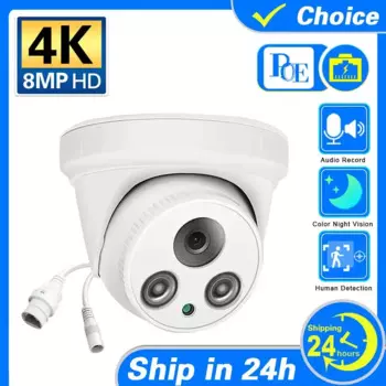 Оригинальная цветная IP-камера 4K, 8 МП, ColorVu, ночное видение, CCTV, купольная камера с POE, 24/7, цветное изображение, встроенный микрофон, аудио, IP67, водонепроницаемая