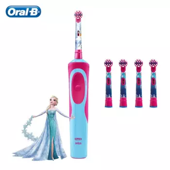 Оригинальная детская электрическая зубная щетка Oral B, водонепроницаемая мягкая щетина для детей старшего возраста, уход за полостью рта, 4 сменных насадки