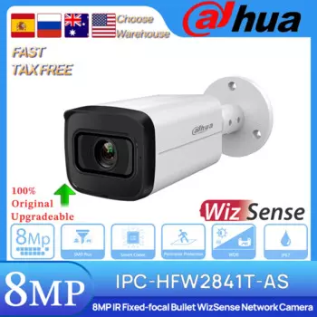 Оригинальная фотокамера Dahua IPC-HFW2841T-AS 8 MP 80M IR с фиксированным фокусным расстоянием WizSense POE сетевая камера Защита периметра умный поиск IP67