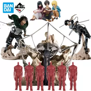 Оригинальная игрушка BANDAI Ichiban Kuji Attack on Titan Rumbling Levi Hange Zoe Eren Mikasa фигурка аниме оригинальная игрушка в коробке