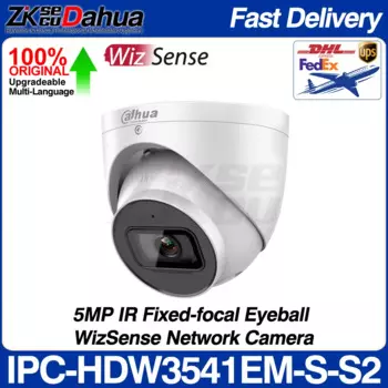 Оригинальная IP-камера Dahua IPC-HDW3541EM-S-S2, 5 МП, сетевая IP-камера WizSense, POE, H.265+, IR, 50 м, слот SD, встроенный микрофон IVS SMD 4,0, AI SSA IP67
