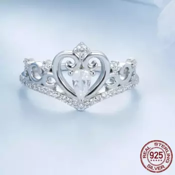 Оригинальное кольцо с яркой короной, обручальное кольцо, серебро пробы, кольца с цирконом в форме капли воды