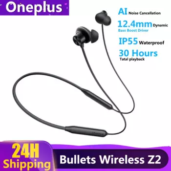Оригинальные беспроводные наушники Oneplus Bullets Z2 Беспроводные наушники с ИИ шумоподавлением Беспроводная гарнитура время автономной работы 30 часов IP55
