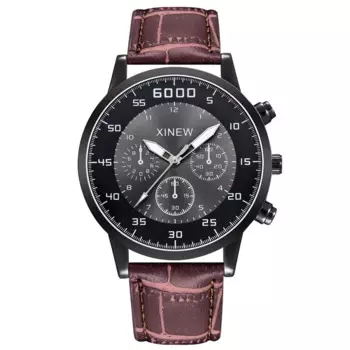 Оригинальные дешевые часы бренда XINEW для мужчин, модные повседневные Простые кварцевые часы с кожаным ремешком, мужские часы