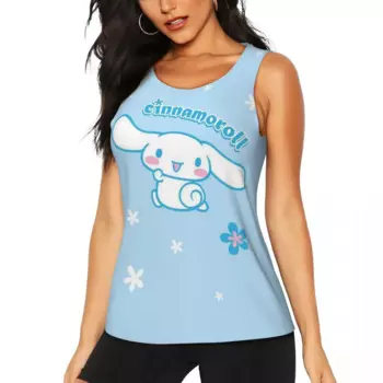 Оригинальные милые тренировочные майки Cinnamoroll Kawaii, женские быстросохнущие зеркальные майки