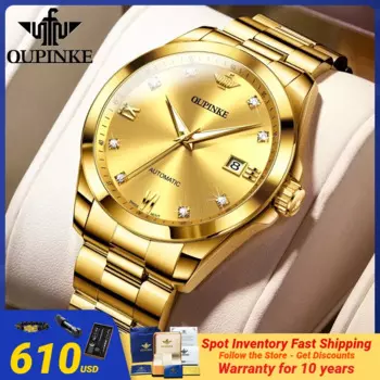 Оригинальные мужские часы OUPINKE из настоящего золота с бриллиантами швейцарские наручные часы с автоматическим механизмом Роскошные Брендовые мужские наручные часы для взрослых