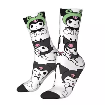 Оригинальные мужские классические носки Kuromi, воздухопроницаемые теплые милые Мультяшные короткие носки унисекс с 3D-принтом
