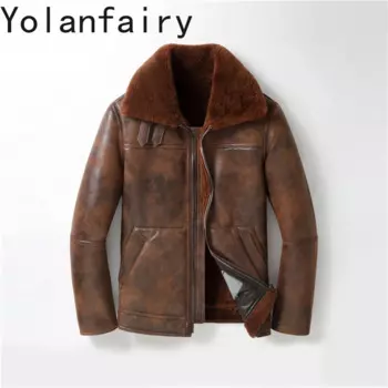 Оригинальные мужские пальто из натуральной кожи и меха, зимняя овчина B3, Летающий костюм, Мужская Меховая куртка, пальто, Мужская одежда, Casaco Masculino