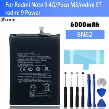 Оригинальный аккумулятор BN62 2024 года, 6000 мАч для Xiaomi POCO M3/Redmi 9T Note 9, версия 4G, высококачественный аккумулятор для мобильного телефона