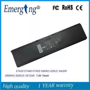 Оригинальный аккумулятор для ноутбука Dell Latitude E7420 E7440 E7450 V8XN3 G95J5 34GKR 5K1GW, 7,4 В, 54 Вт/ч, 3RNFD