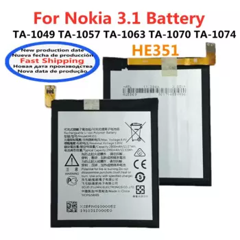Оригинальный аккумулятор HE351 на 2900 мАч для Nokia 3,1, TA-1049, TA-1057, TA-1063, TA-1070, TA-1074