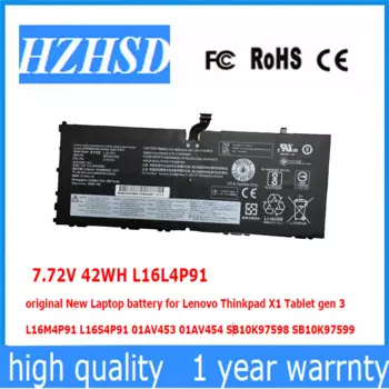 Оригинальный аккумулятор L16L4P91 для ноутбука Lenovo Thinkpad X1 Tablet gen 3 L16M4P91 L16S4P91 01AV453 01AV454 SB10K97598, 7,72 в, 42 Вт/ч