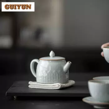 Оригинальный чайник с рельефным лепестком лотоса, 150 мл, старинный чайник для замачивания чая с сетчатым фильтром, аксессуары для чая Dahongpao, подарок